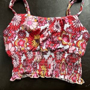 Floral cropped/ fitted tank top XS
